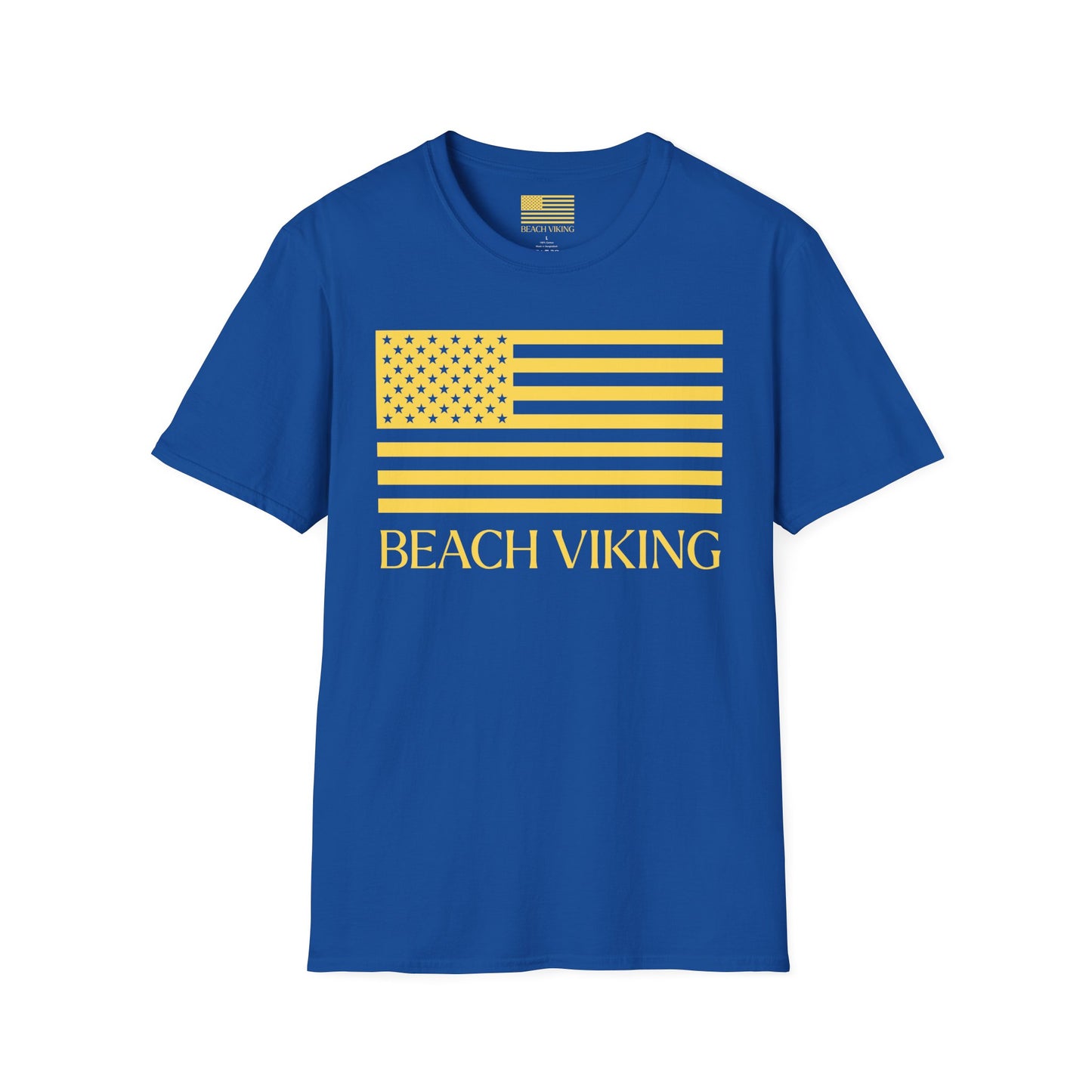 Beach Viking American Flag Short Sleeve