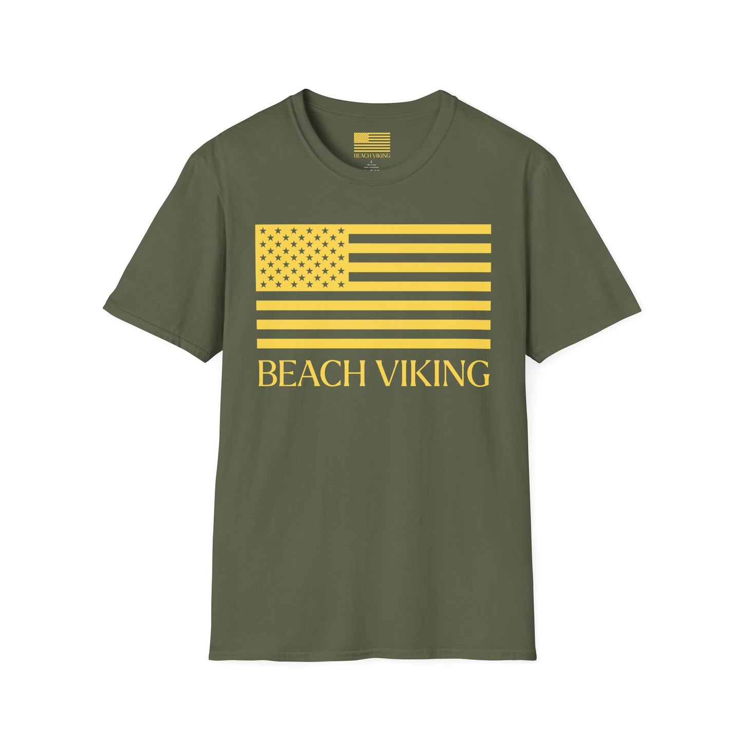 Beach Viking American Flag Short Sleeve